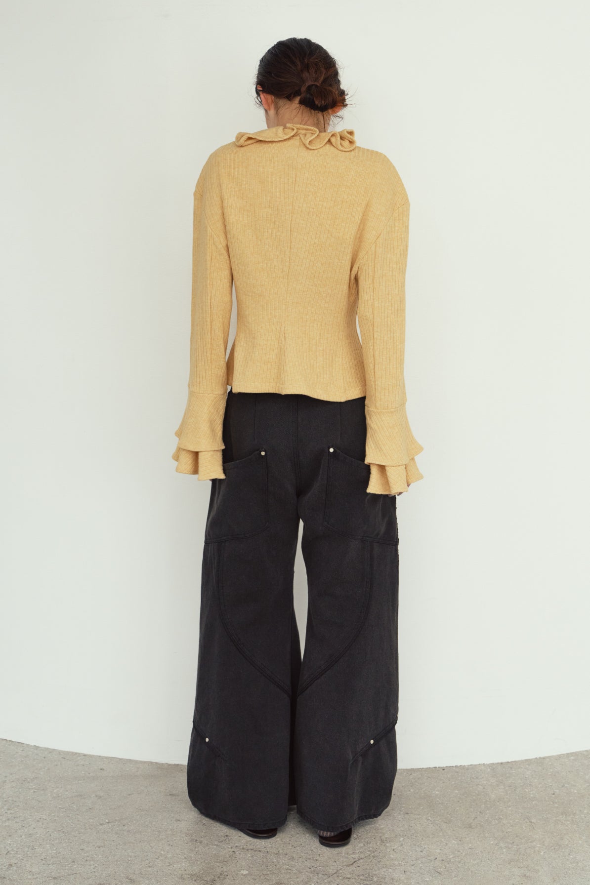 curve utility denim pants(unisex)/black