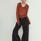 u-neck slim top/orange
