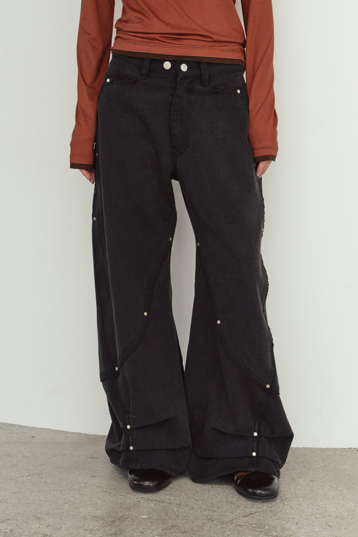 curve utility denim pants(unisex)/black