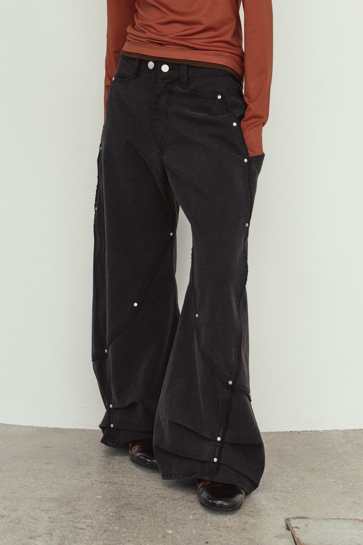 curve utility denim pants(unisex)/black