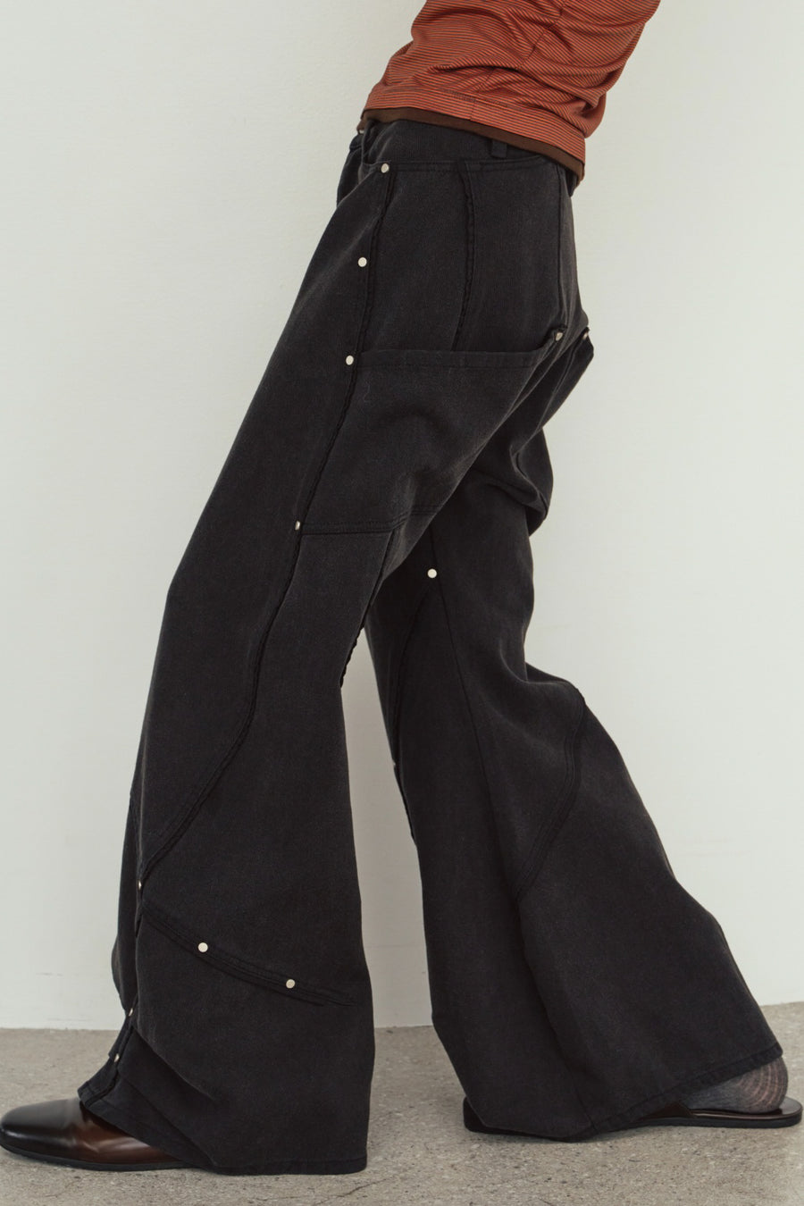 curve utility denim pants(unisex)/black