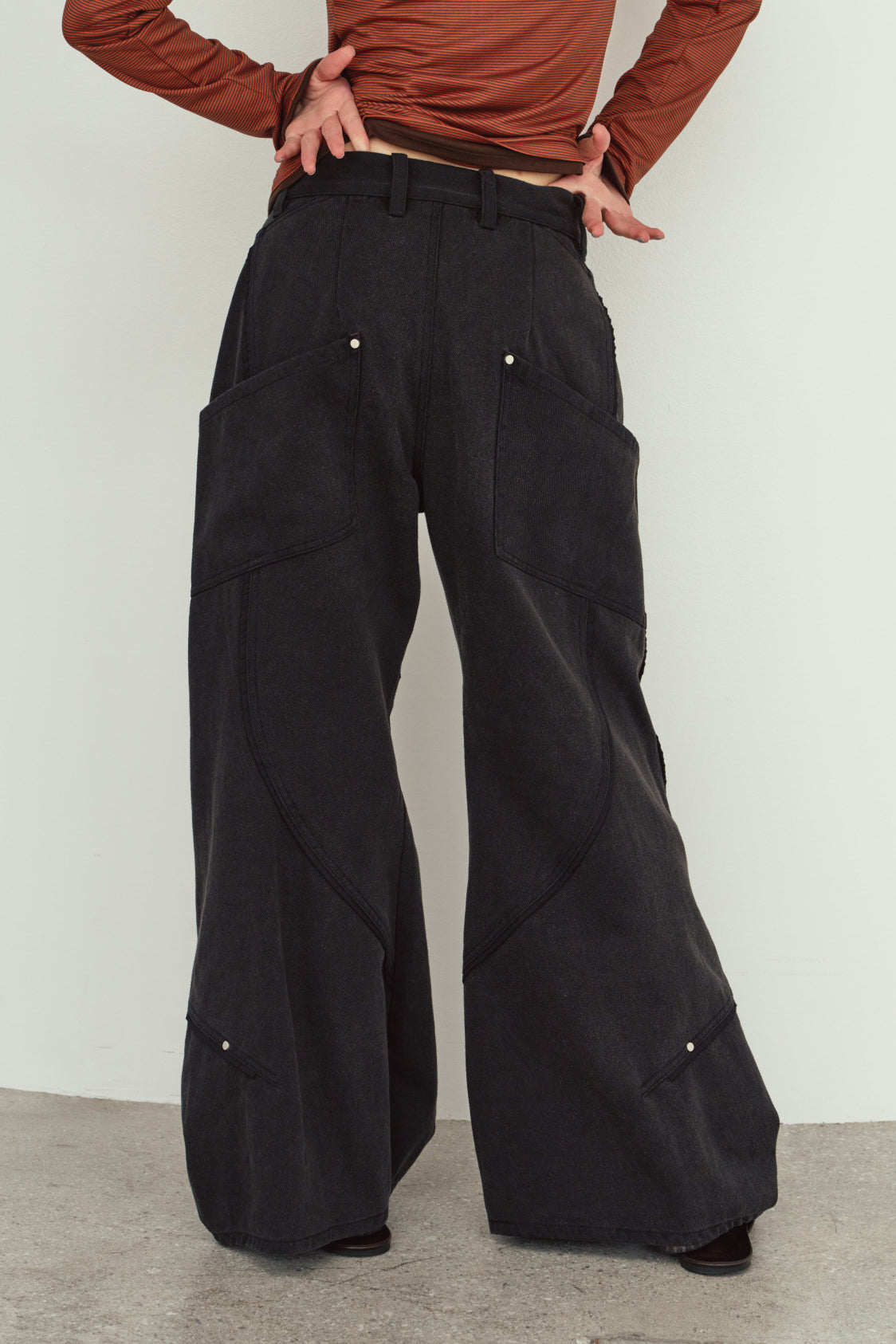 curve utility denim pants(unisex)/black