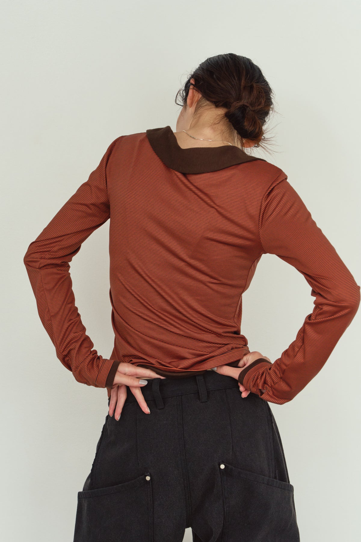 u-neck slim top/orange