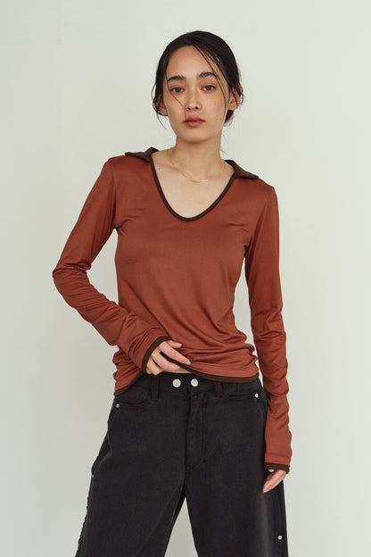 u-neck slim top/orange