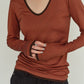 u-neck slim top/orange