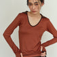 u-neck slim top/orange
