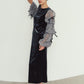 draped tulle dress/bluegray