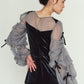 draped tulle dress/bluegray