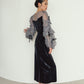 draped tulle dress/bluegray