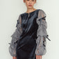 draped tulle dress/bluegray