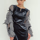 draped tulle dress/bluegray