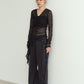 lace gathered top/black