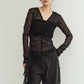 lace gathered top/black