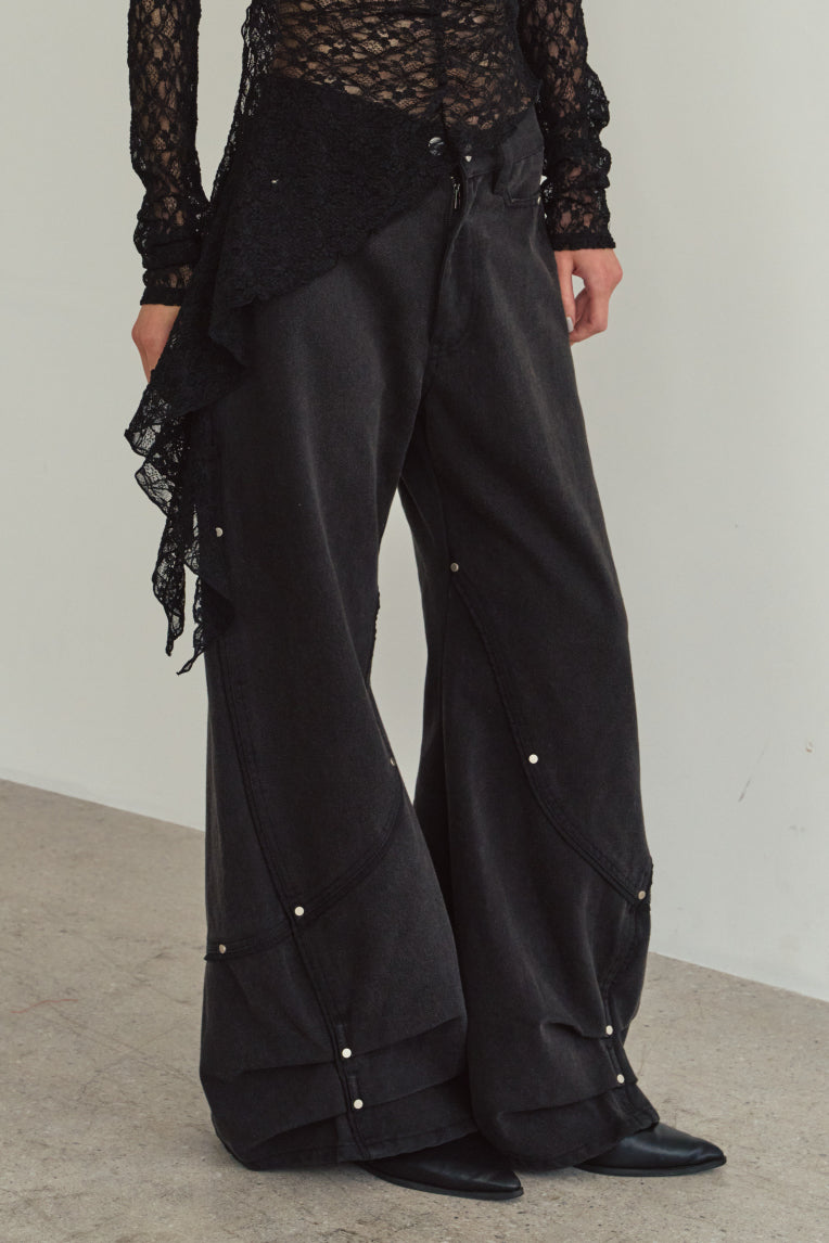 curve utility denim pants(unisex)/black