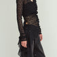 lace gathered top/black