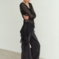 lace gathered top/black