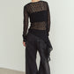 lace gathered top/black