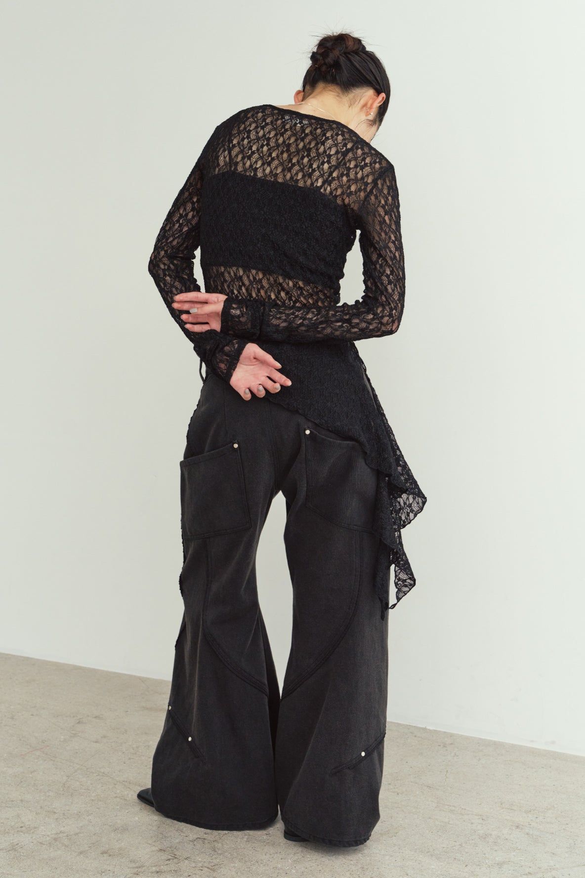 curve utility denim pants(unisex)/black