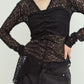 lace gathered top/black