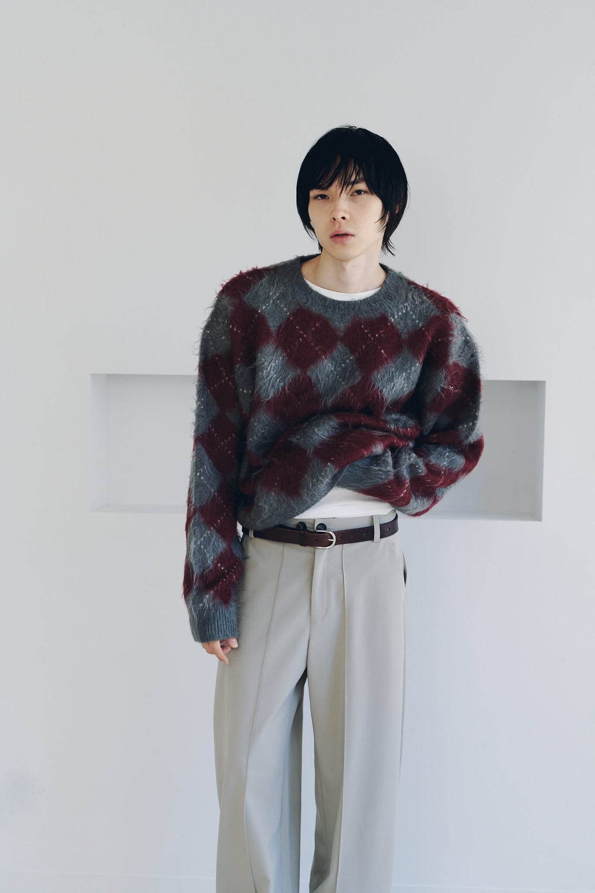argyle knit(unisex)/red