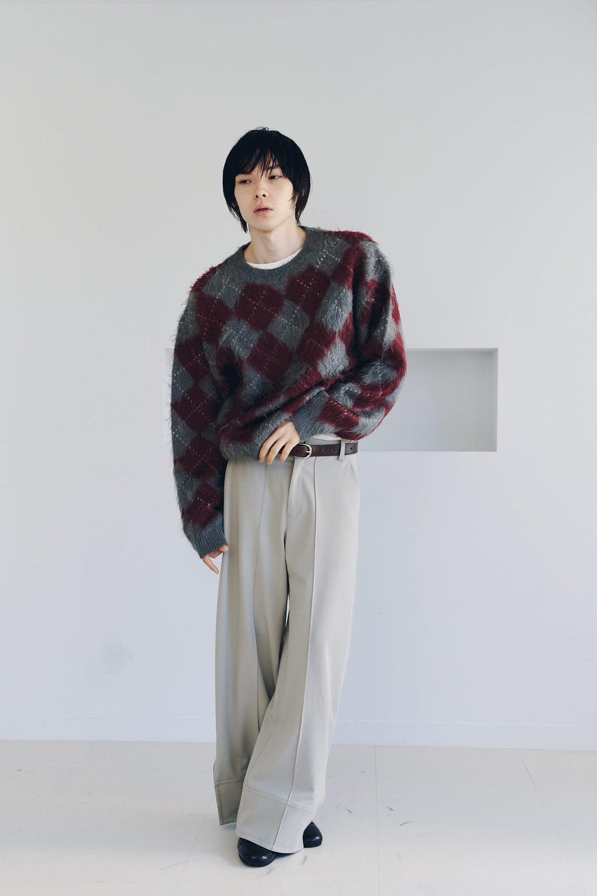 argyle knit(unisex)/red