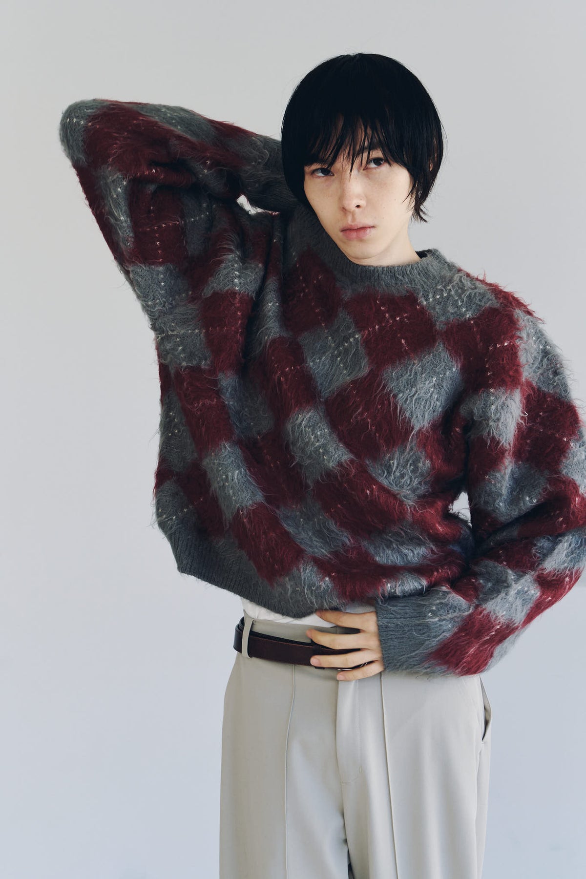 argyle knit(unisex)/red