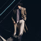 single-breasted long coat/beige