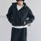 curved zip boa hoodie(unisex)/gray