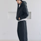 curved zip boa hoodie(unisex)/gray