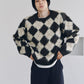 argyle knit(unisex)/brown