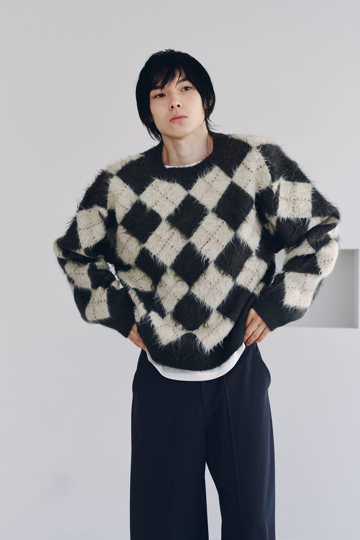 argyle knit(unisex)/brown