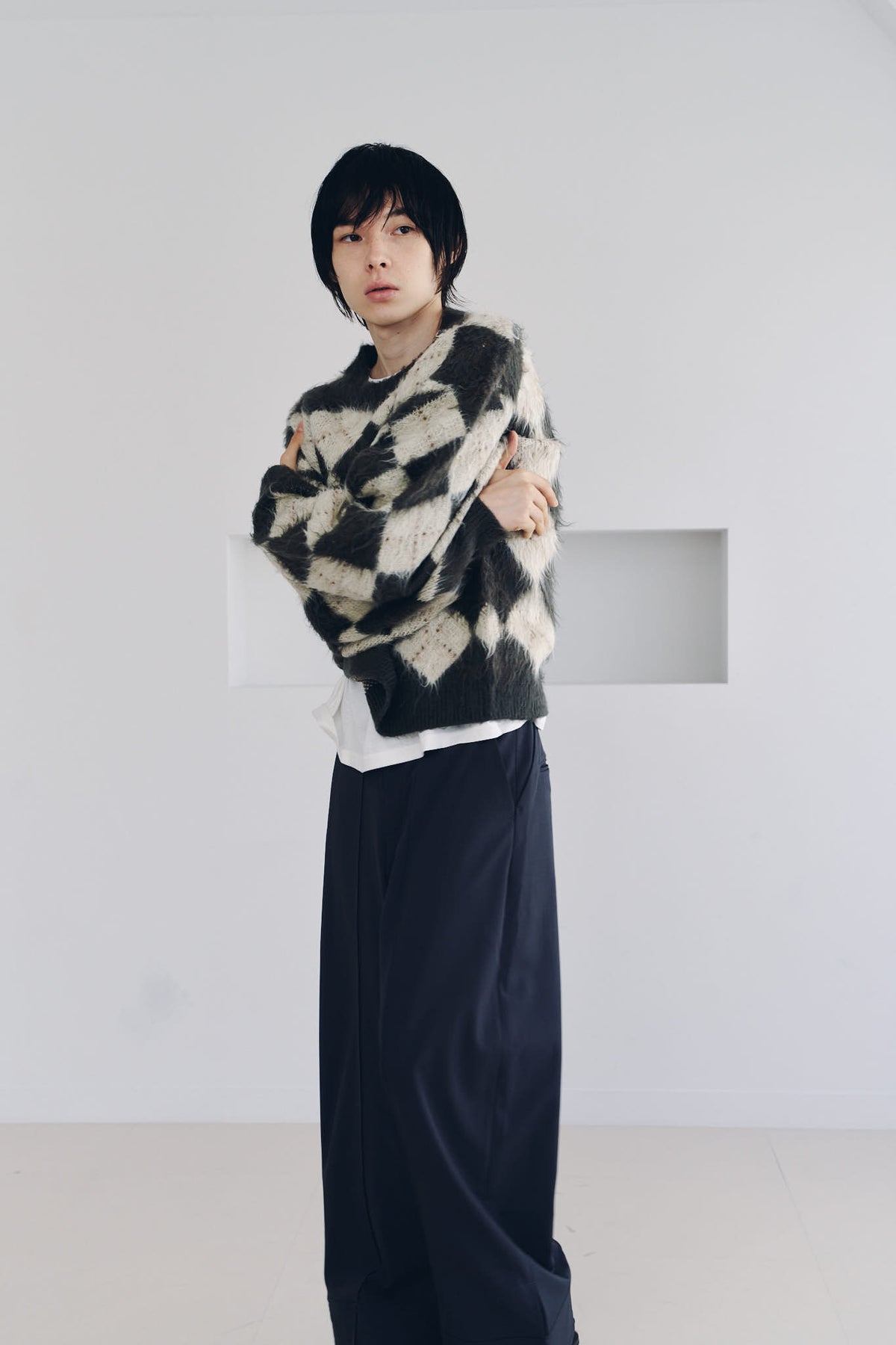 argyle knit(unisex)/brown
