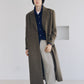 single-breasted long coat/beige