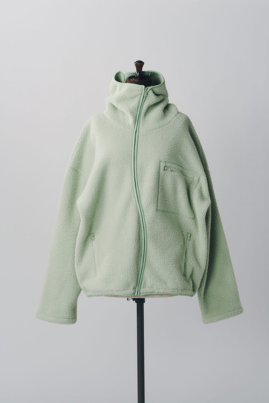 curved zip boa hoodie(unisex)/mint