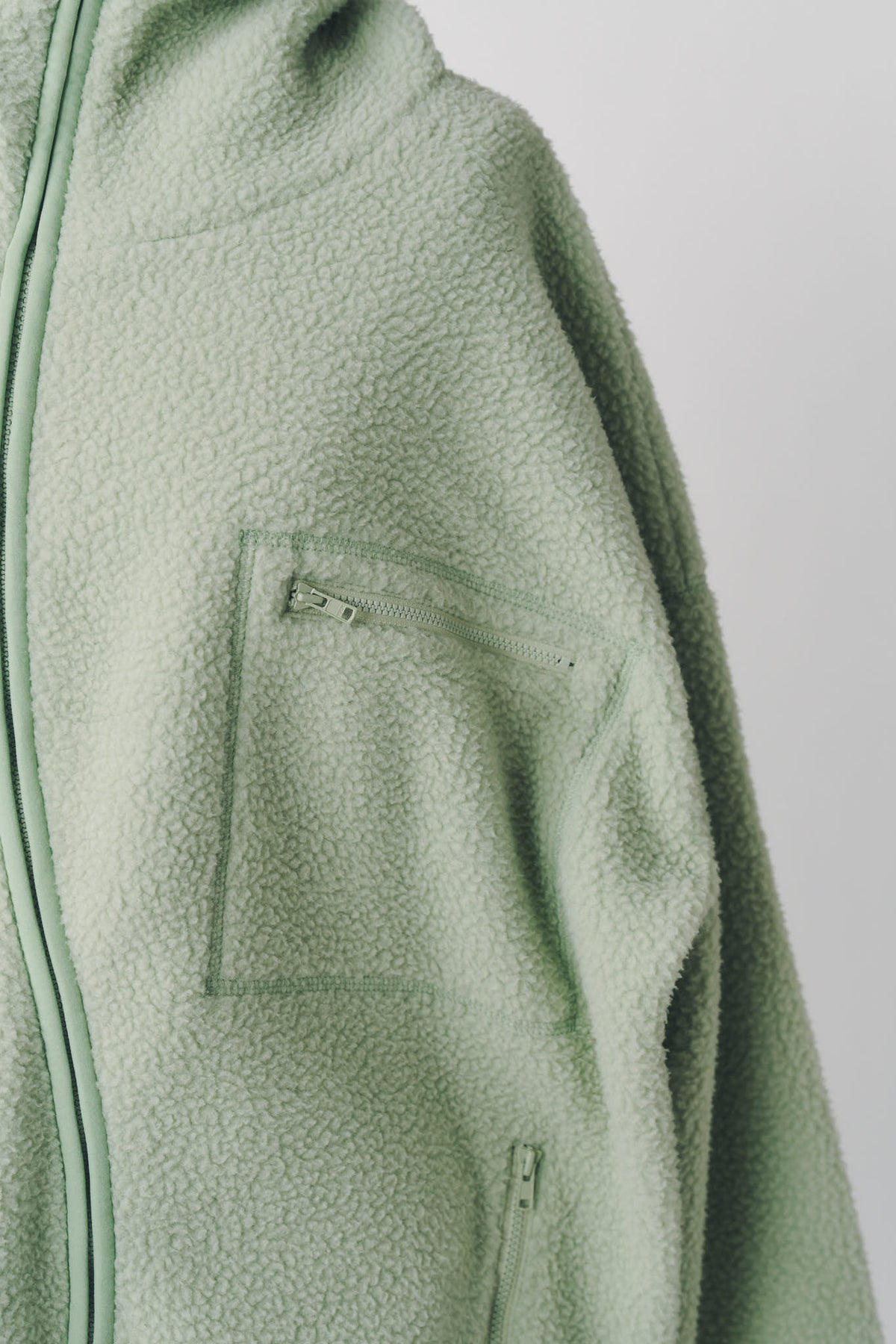 curved zip boa hoodie(unisex)/mint