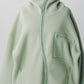 curved zip boa hoodie(unisex)/mint