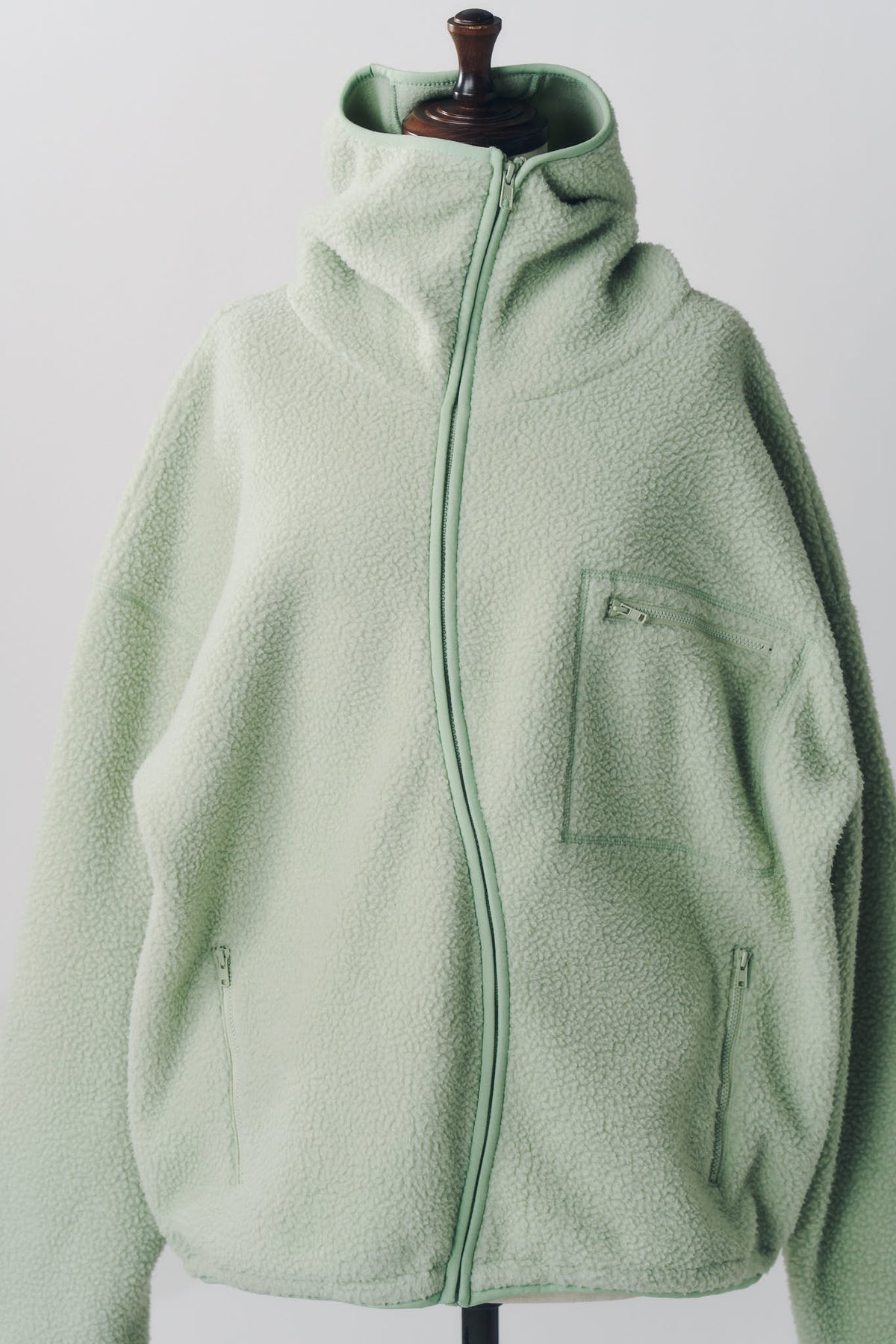 curved zip boa hoodie(unisex)/mint