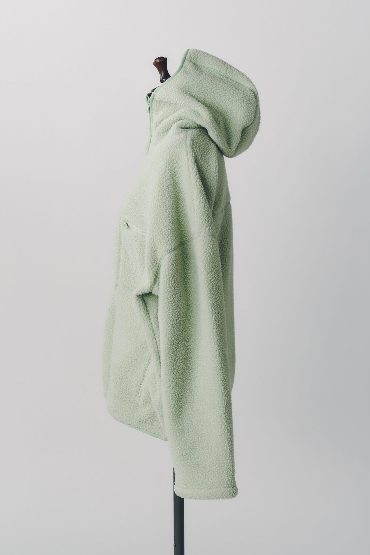 curved zip boa hoodie(unisex)/mint