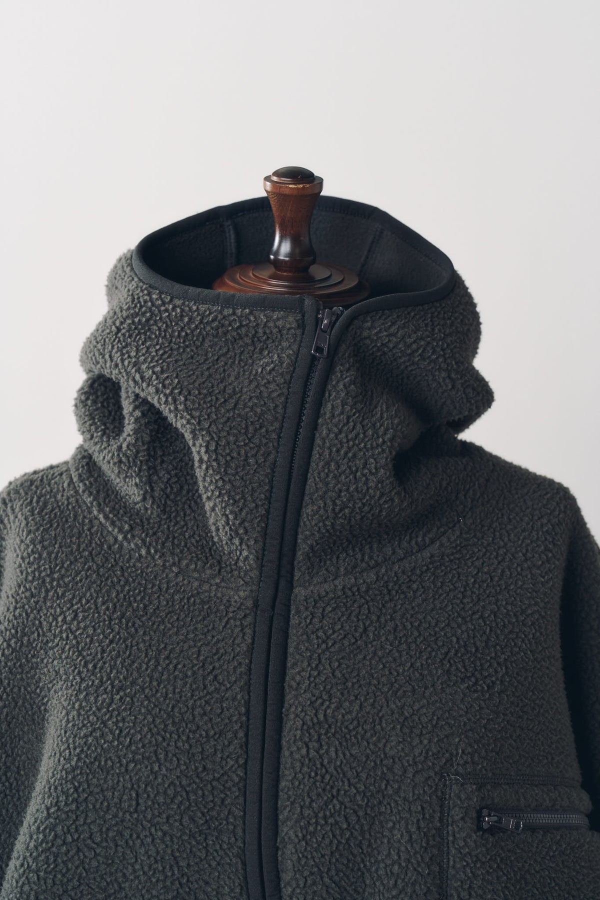 curved zip boa hoodie(unisex)/gray