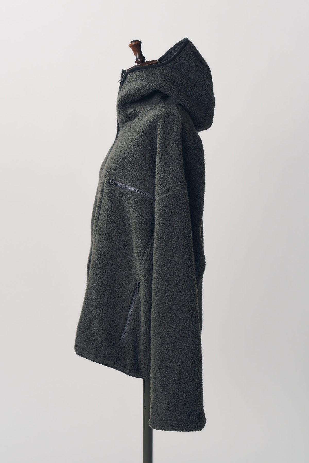 curved zip boa hoodie(unisex)/gray