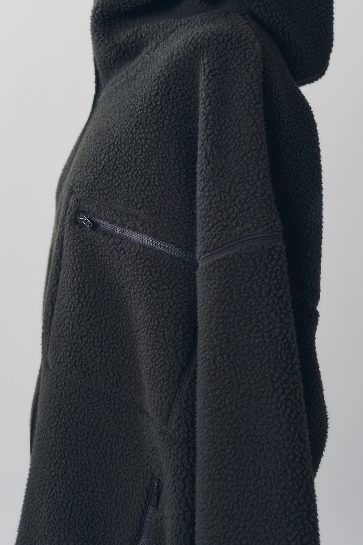 curved zip boa hoodie(unisex)/gray