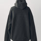 curved zip boa hoodie(unisex)/gray