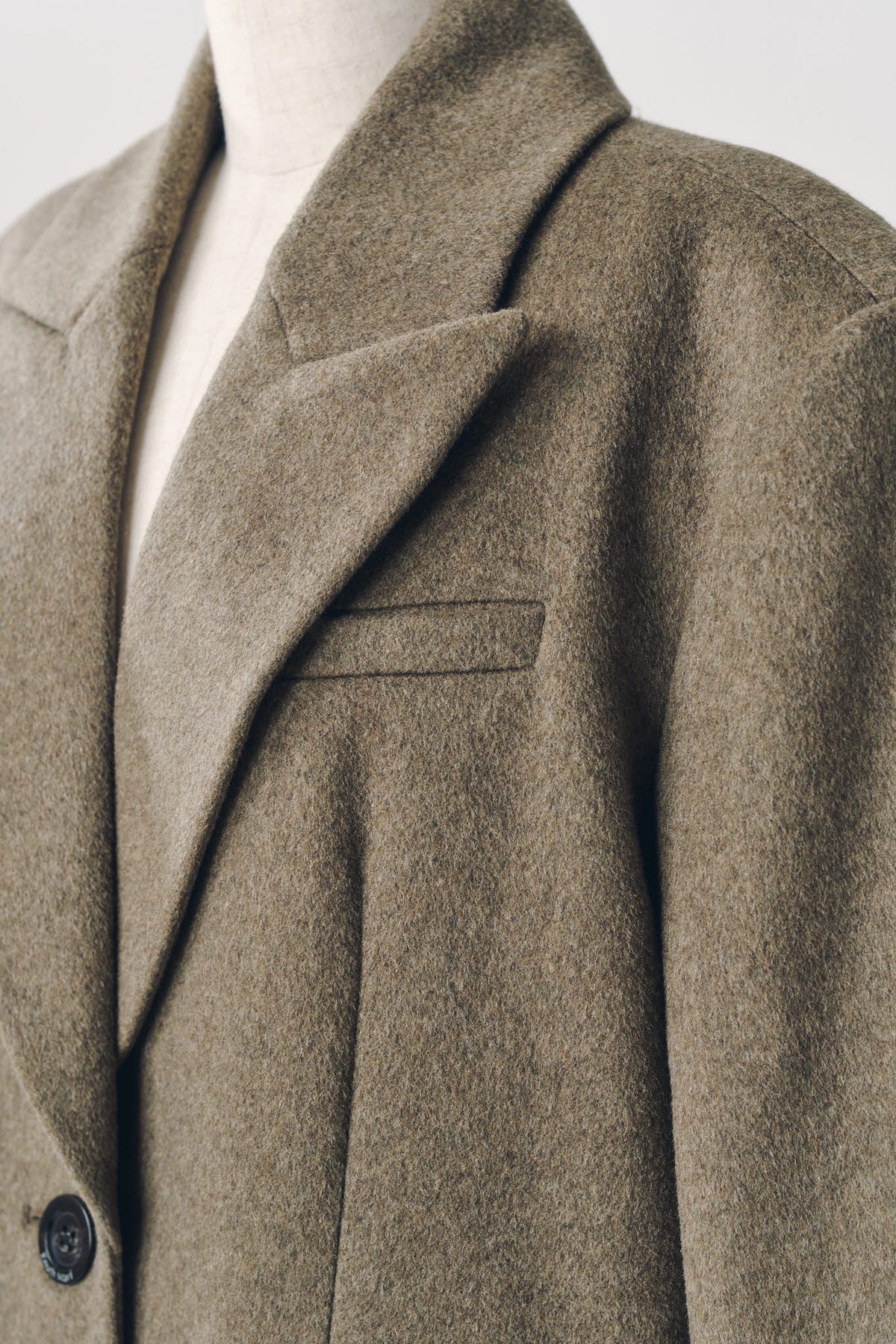 single-breasted long coat/beige