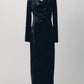 2way draped velour dress/black
