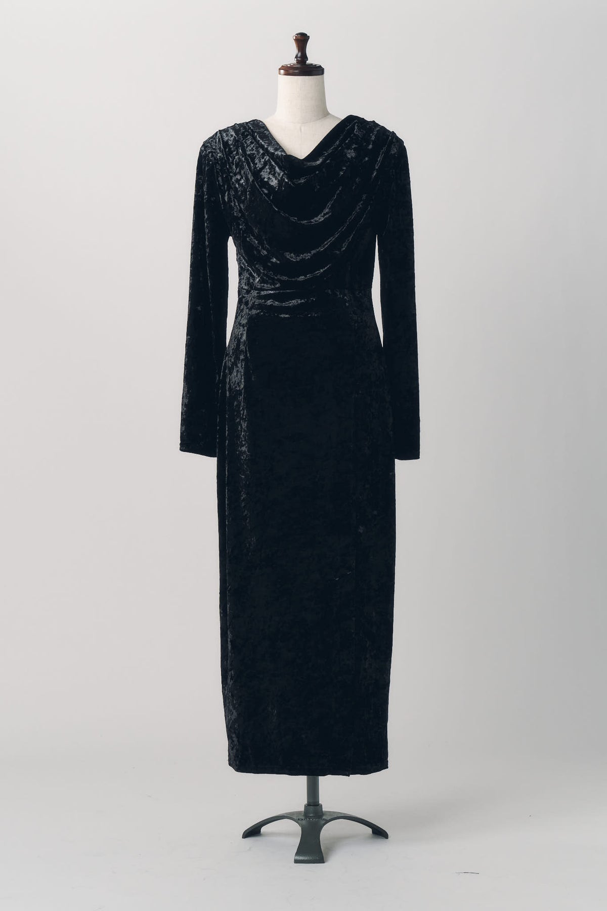 2way draped velour dress/black