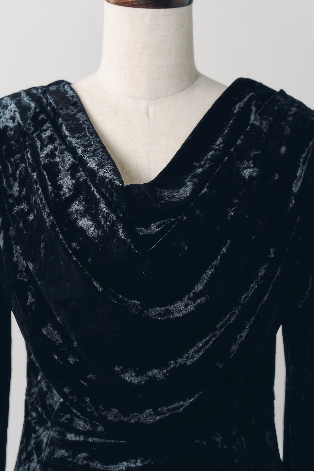 2way draped velour dress/black