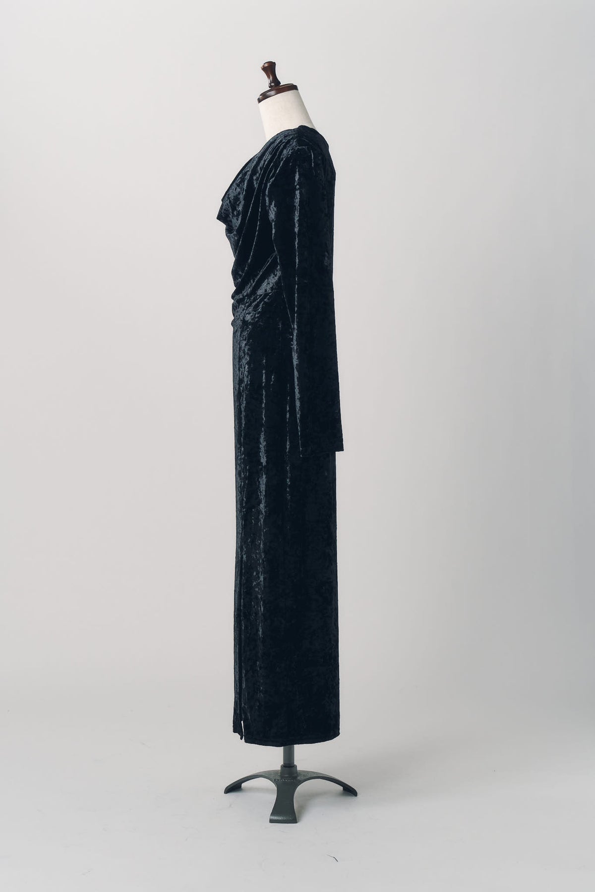 2way draped velour dress/black