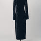 2way draped velour dress/black