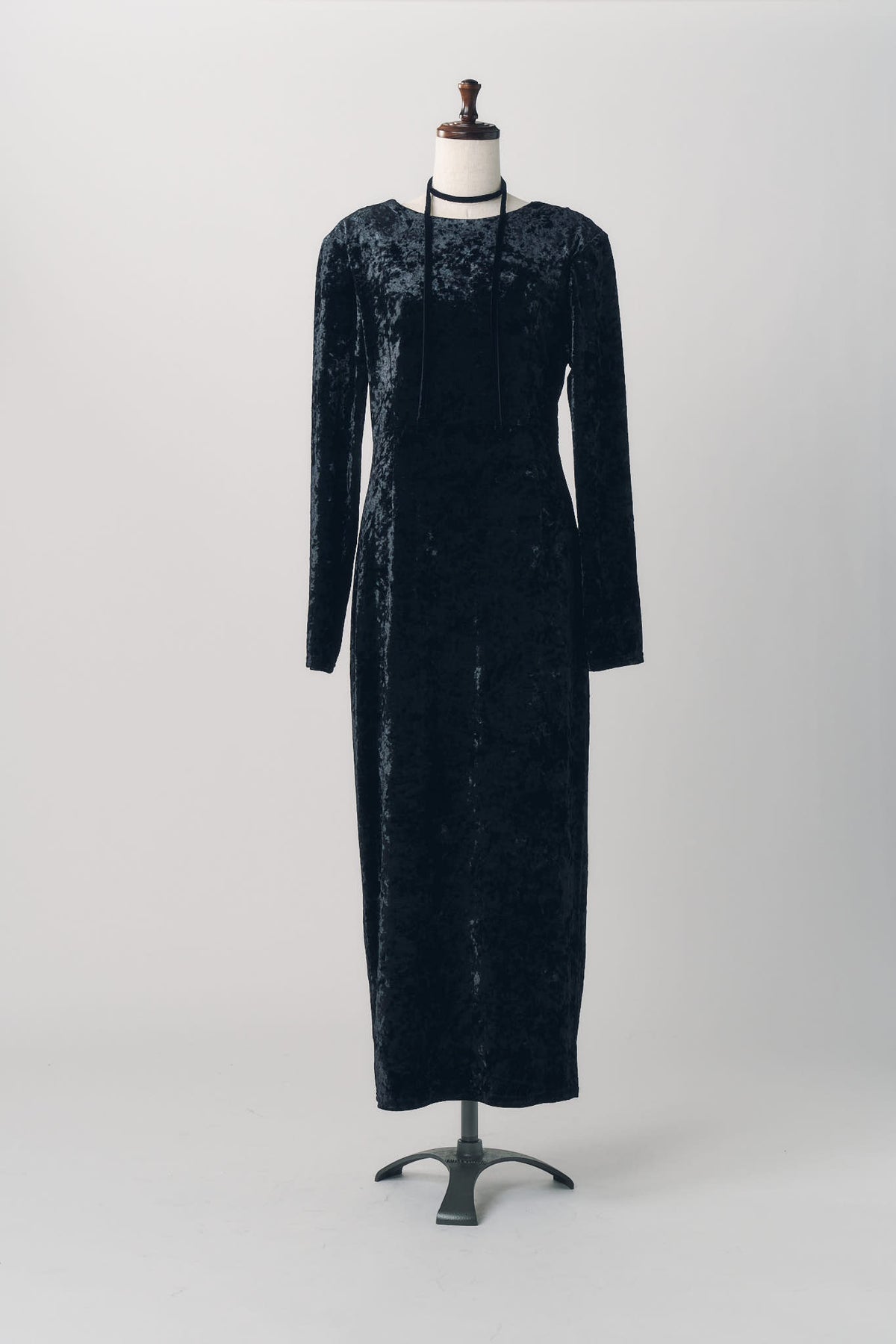 2way draped velour dress/black