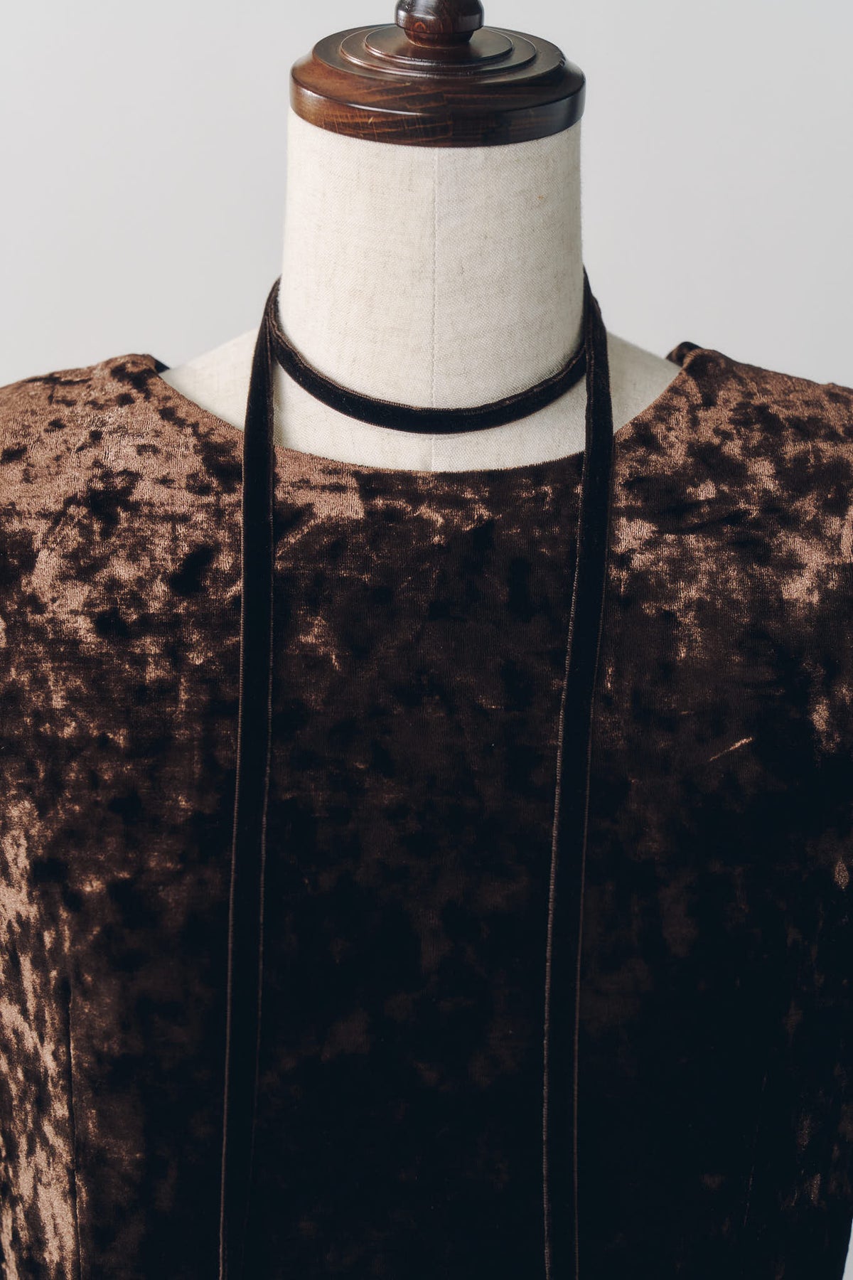 2way draped velour dress/brown